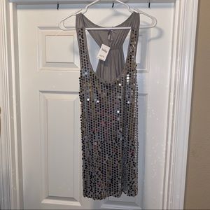 Grey sequined front tank